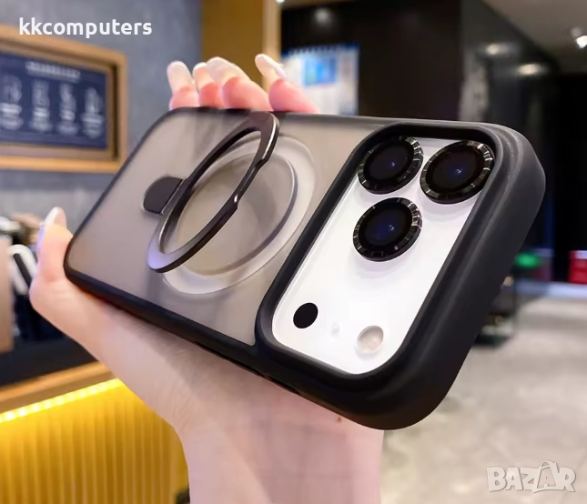Калъф силикон МagStand Cover + Camera lens / Черен / за iPhone 17 6.3 Баркод : 3132515, снимка 1