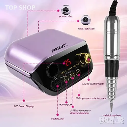 Нов Електрически комплект за пилене на нокти Премахване на гел / Маникюр, снимка 1