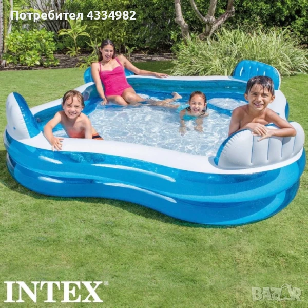 Надуваем басейн Intex 56475NP Swim Centre Family Lounge Pool 229 х 66 см  4 седалки, снимка 1