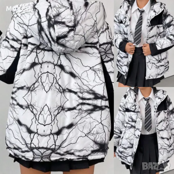 Макси топло олекотено яке с качулка, джобове, цип, капси, коригиращи вързалки и самозалепващи ел-ти, снимка 1