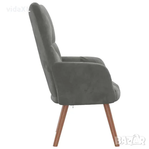 vidaXL Релакс стол, тъмносив, кадифе, снимка 4 - Дивани и мека мебел - 56146851