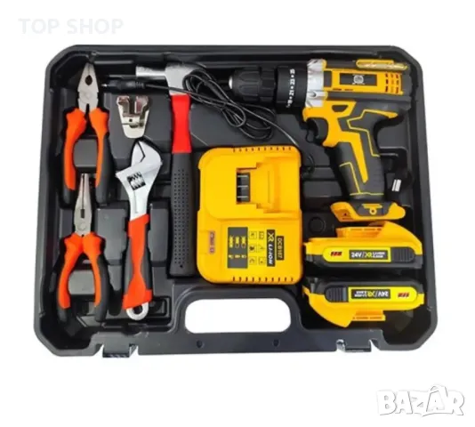 Комплект ударна бормашина, 111 аксесоара, 24 V, 5 Ah, снимка 3 - Гедорета - 49330800