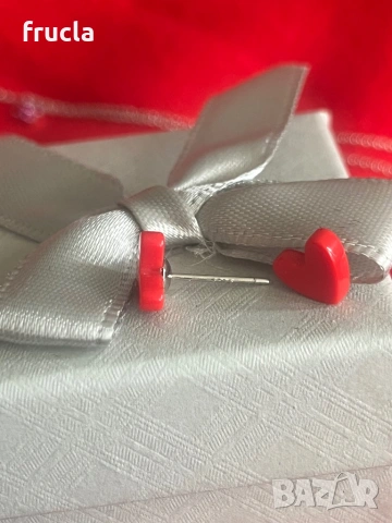 Обеци Червени Сърца Сребърен Обков