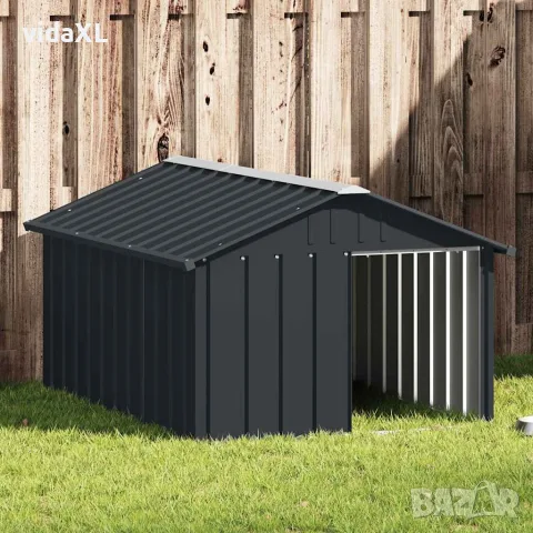 vidaXL Кучешка къща антрацит 116,5x153x81,5 см поцинкована стомана, снимка 2 - За кучета - 56146350