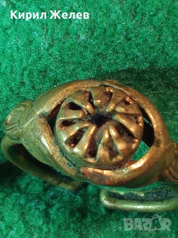 ВЪЗРОЖДЕНСКИ БРОНЗОВ ПРЪСТЕН с ВГРАДЕН СКЪПОЦЕНЕН КАМЪК ЮВЕЛИРНА РЪЧНА МАЙСТОРСКА ИЗРАБОТКА 15131, снимка 4 - Антикварни и старинни предмети - 30294497