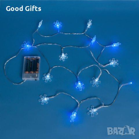 Коледни лампички Снежинки, 1.70м, Ледено синьо, снимка 2 - Лед осветление - 42745468