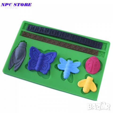 Ларва пеперуда калинка насекоми кант борд силиконов молд форма украса декор торта фондан шоколад, снимка 2 - Форми - 37553395