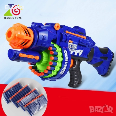 Детски голям ръчен полуавтоматичен пистолет с меки куршуми, снимка 3 - Други - 52865926