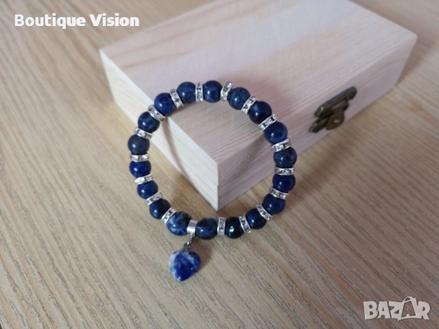 Ново! Гривна с естествени камъни - Содалит, снимка 5 - Гривни - 31914725