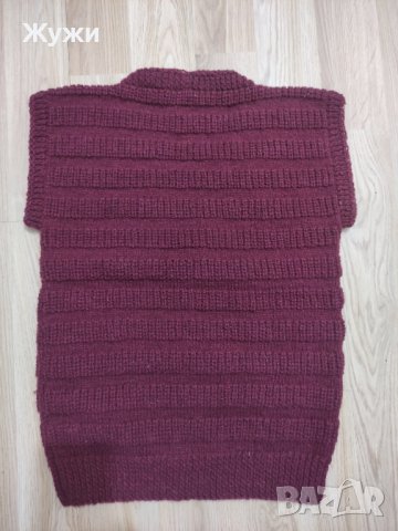 НОВ ръчно плетен вълнен мъжки елек, размер Л, снимка 3 - Пуловери - 42369686