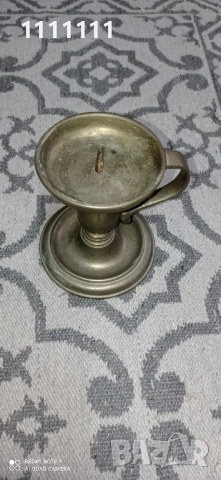 Бронзов свещник 1 кг., снимка 2 - Антикварни и старинни предмети - 52351348