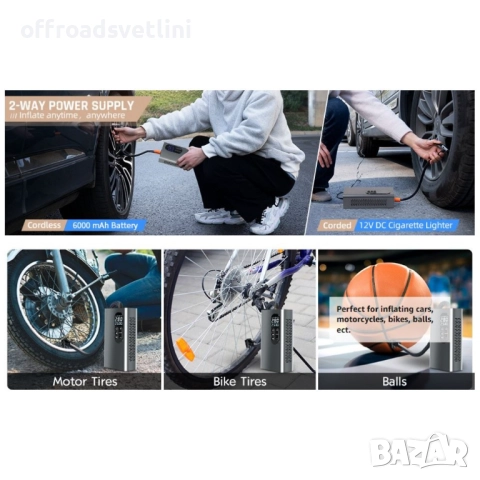 НОВ МОДЕЛ Мощен Безжичен преносим компресор 150 PSI, 6000mAh батерия, снимка 4 - Аксесоари и консумативи - 52471630