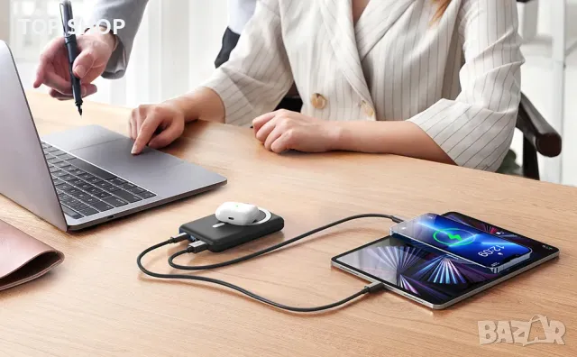 Yiisonger Mag-Safe Power Bank 10000mAh/QI 15W безжично,20W PD/22,5W QC жично зареждане,LED дисплей, снимка 7 - Външни батерии - 49308694