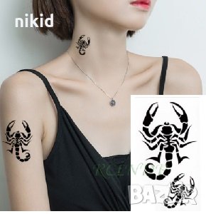 2 черни скорпиона Скорпион  временна татуировка татос татус Tattoo, снимка 1 - Други - 31628717