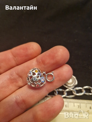 Сребърна гривна с талисмани , снимка 4 - Гривни - 53931240
