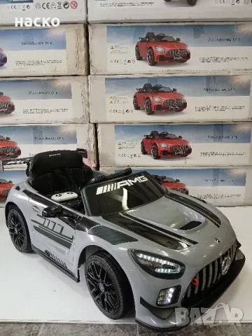 НОВО!Акумулаторна кола Mercedes AMG GT3 с кожена седалка и меки гуми 12 V, снимка 1