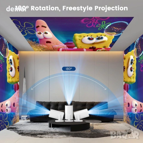 Преносим мини проектор, WIFI 6 и Bluetooth, 4K 1080P, автофокус, снимка 2 - Плейъри, домашно кино, прожектори - 54014895