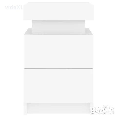 vidaXL Нощно шкафче с LED осветление, бяло, 35x39x55 см, снимка 7 - Шкафове - 56148133