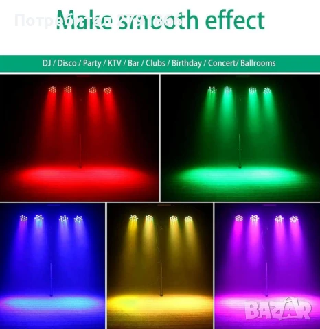 Сценично осветление 36 LED Par светлини, U`King RGB Par дистанционно,DMX,звуково управление, снимка 5 - Лед осветление - 51008735