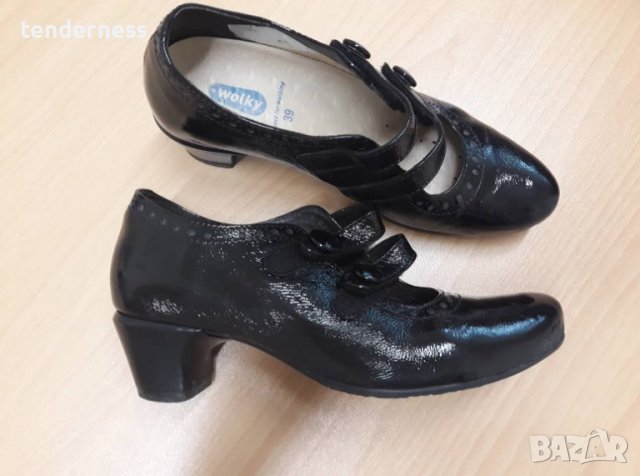 Оригинални, анатомични дамски обувки от естествен лак Wolky, снимка 2 - Дамски елегантни обувки - 37997890