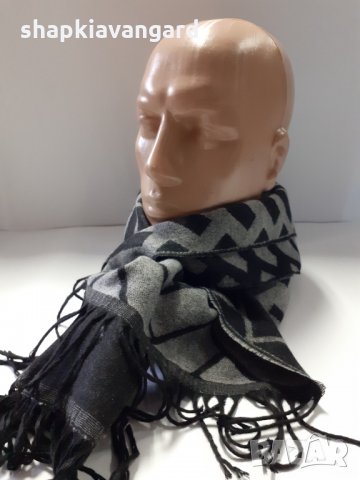 Мъжки шал кашмир в черно сив цвят - 111