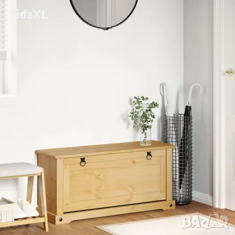 vidaXL Шкаф за обувки "Corona" 99x32x47 см бор масив, снимка 3 - Шкафове - 56147439