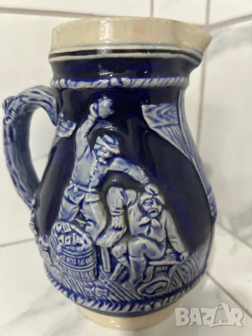 Винтидж керамична кана с кобалтово синя глазура внос Австрия, снимка 6 - Антикварни и старинни предмети - 48153658