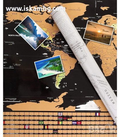 УНИКАЛЕН ПОДАРЪК ЗА ПЪТЕШЕСТВЕНИЦИ, СКРЕЧ КАРТА НА СВЕТА СЪС ЗНАМЕНАТА НА ДЪРЖАВИТЕ - код 2033, снимка 4 - Подаръци за рожден ден - 33964038