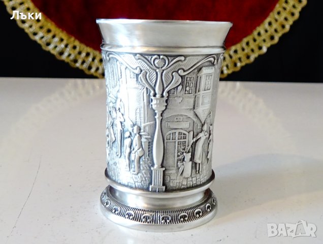 Чаша от калай за ракия,Вечният младоженец,Carl Spitzweg. , снимка 3 - Антикварни и старинни предмети - 39971510