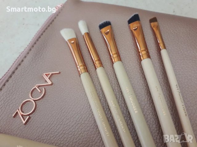 027 нов сет четки за грим Зоева 8бр с чантичка розова Zoeva brush set, снимка 1