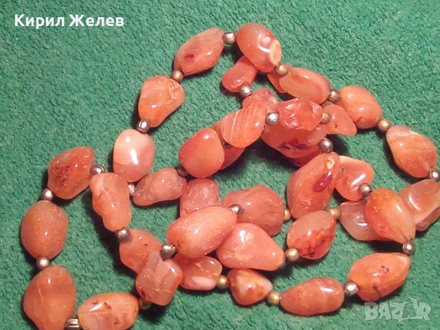 РЕТРО КОЛИЕ от НАТУРАЛЕН ХАЛЦЕДОН РЪЧНА ИЗРАБОТКА РАЗКОШНО 12725