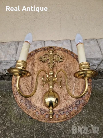 Чифт страхотни антикварни бронзови аплици за стена , снимка 2 - Антикварни и старинни предмети - 49621040