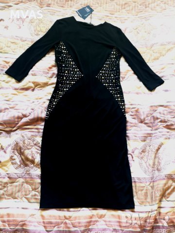 Нова рокля M&S черна с камъчета  S под коляно, снимка 2 - Рокли - 31547376