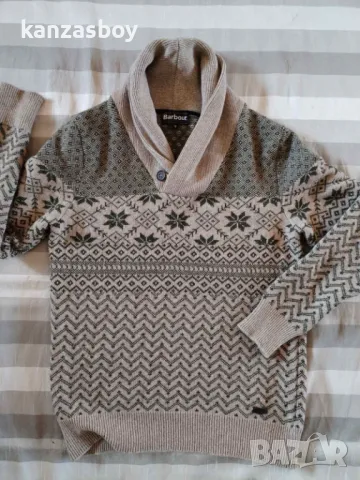barbour winkfield fair isle barley - страхотен мъжки пуловер 100% ламска вълна М, снимка 6 - Пуловери - 48632957