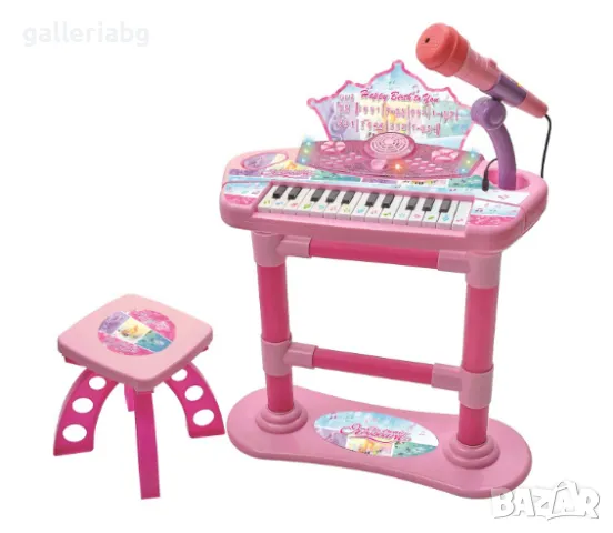 Детско пиано с микрофон и столче, снимка 2 - Музикални играчки - 47366998