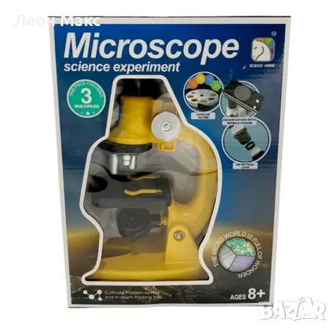 Детски Микроскоп 200x/600x/1200x с аксесоари 8+, снимка 3 - Образователни игри - 48410852