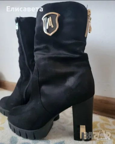 Дамски модерни боти велур , снимка 1