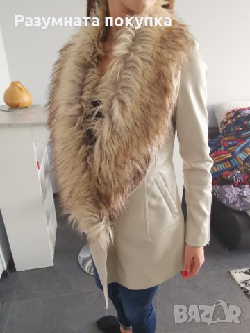 Красиво кожено палтенце с голяма яка, снимка 7 - Палта, манта - 30796257