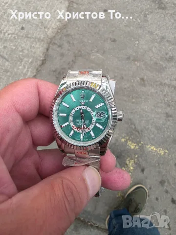 Мъжки луксозен механичен часовник Rolex Green 💚 Sky-Dweller