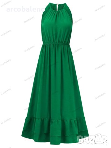 Нова празнична едноцветна рокля с V-образно деколте и талия без ръкави, 3цвята , снимка 18 - Рокли - 44501213