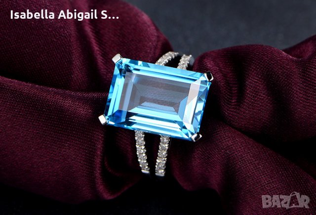 Женски пръстен с масивен аквамарин, снимка 8 - Пръстени - 30617844