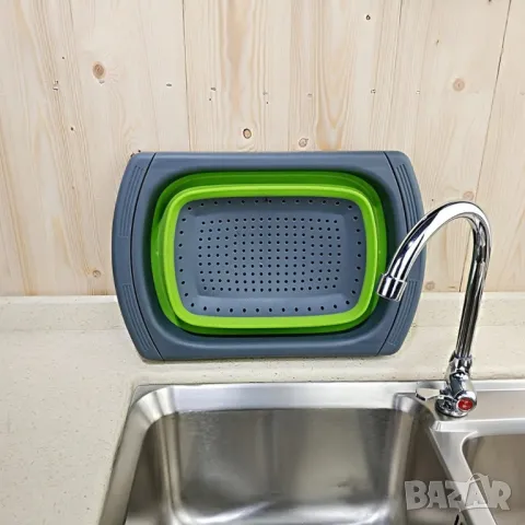 Сгъваема правоъгълна кошница за измиване и изцеждане на плодове и зеленчуци , снимка 4 - Аксесоари за кухня - 50383383