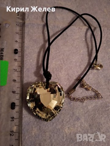 РОМАНТИЧНО КРИСТАЛНО ФАСЕТИРАНО СЪРЦЕВИДНО АРТ КОЛИЕ - МЕДАЛЬОН 34741, снимка 4 - Колиета, медальони, синджири - 39140311