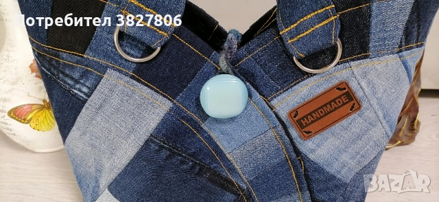 Ръчно изработена дънкова чанта без цип, снимка 3 - Чанти - 51501122
