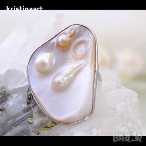 Пръстен с естествен седеф АРТ