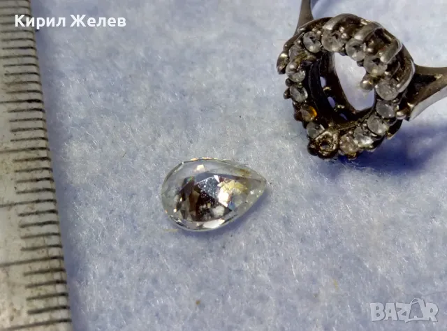 СТАР СКЪПОЦЕНЕН СРЕБЪРЕН ПРЪСТЕН СРЕБРО 925 с БРИЛЯНТНО ФАСЕТИРАН ЦИРКОН НУЖДАЕЩ се от МОНТАЖ 38045, снимка 3 - Пръстени - 50417410