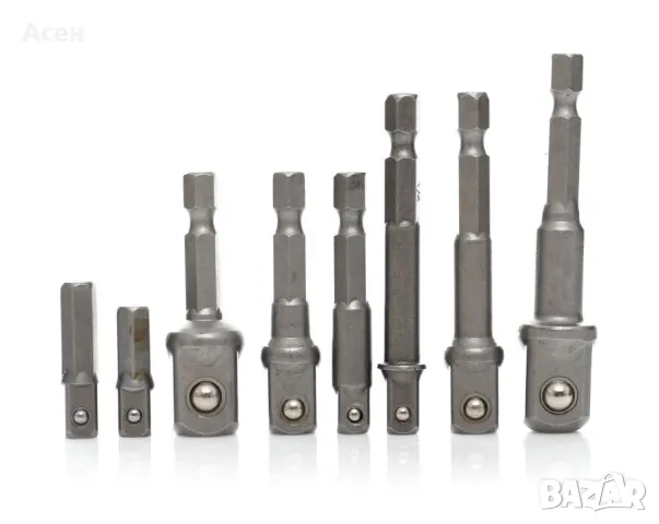 Преходници за редуктори за гнезда за винтоверти, редуктори 1/4 3/8 1/2, комплект 8 бр.