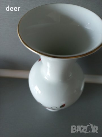 Баварска  ръчно нарисувана порцеланова  ваза, снимка 6 - Вази - 44195153