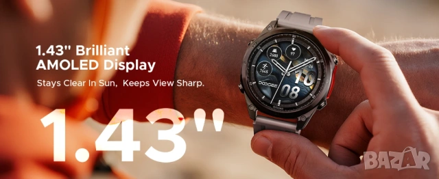 Смарт часовник Doogee Anywise W1 Pro - 1.43" AMOLED, Stainless Steel, снимка 6 - Смарт часовници - 54063300
