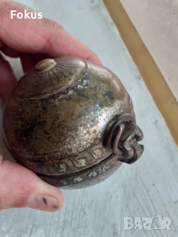 Уникален стар османски бронзов съд контейнер за барут или др, снимка 4 - Антикварни и старинни предмети - 51368768